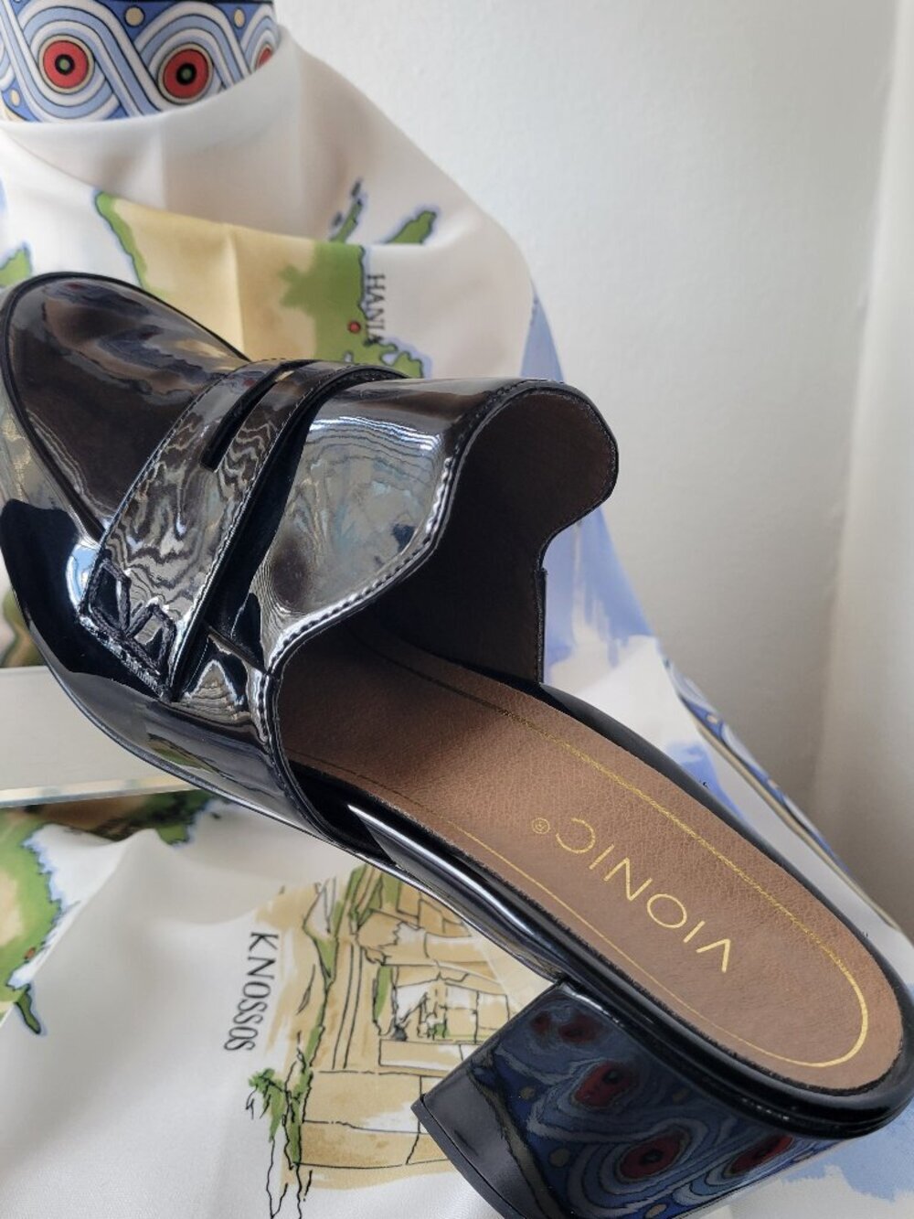 NEW Vionic Plaza Annabel Women’s Patent Leather Black Block Heel Shoes